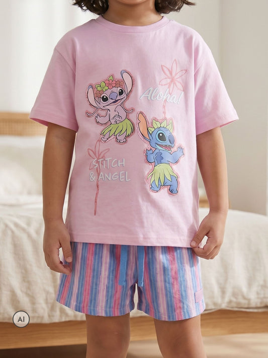 Dsiney Kidz - Vanilla Underground Pink Lilo & Stitch T-Shirt and Shorts Set image 2