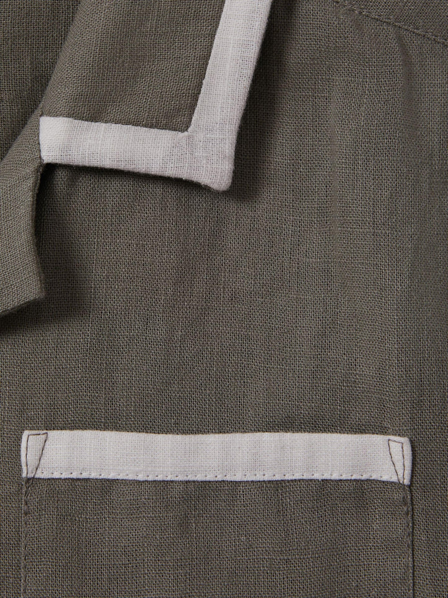 Dsiney Kidz - Reiss Khaki/White Vitan 3-9 yrs Linen Contrast Cuban Collar Shirt image 4