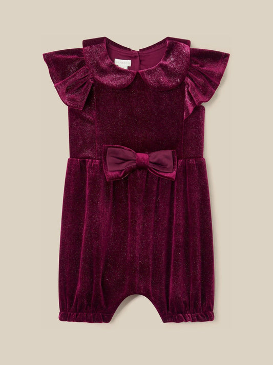 Monsoon Red Bow Velvet Romper - image 1
