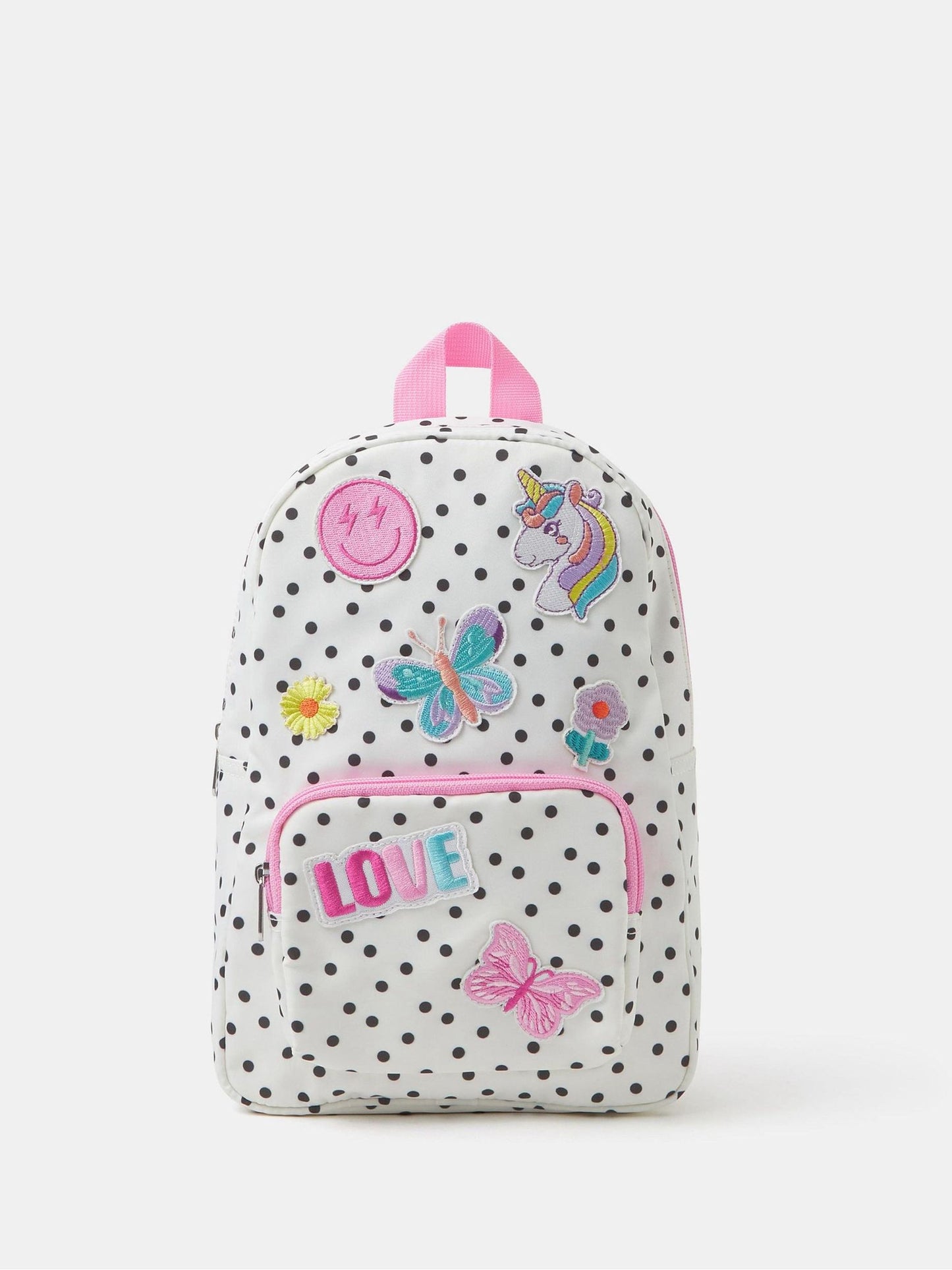 Angels By Accessorize White Girls Polka Dot Unicorn Backpack image 1