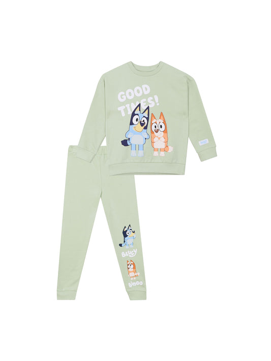 Character Green Bluey Good Times Sweatshirt And Joggers Outfit Set - image 1