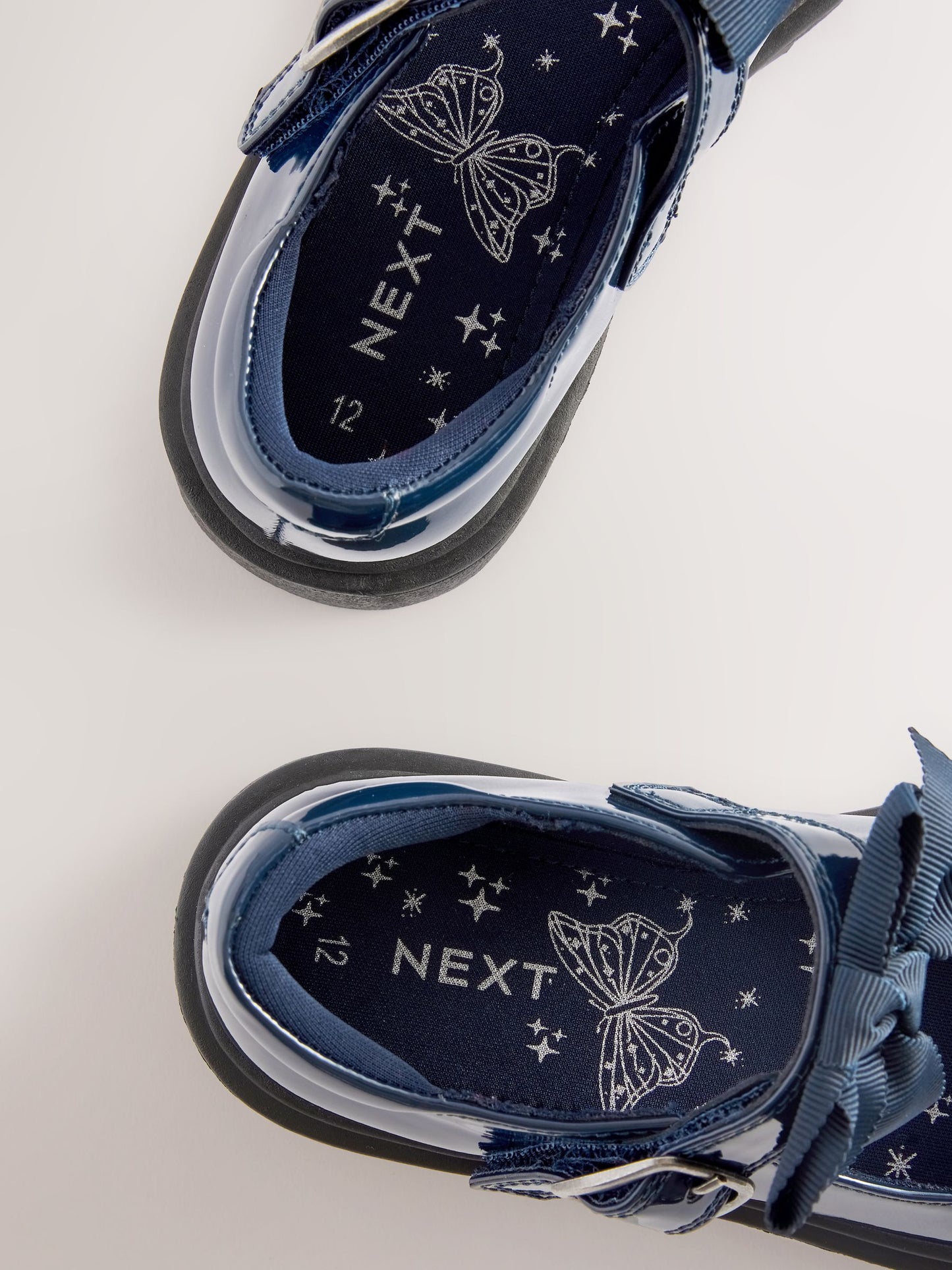 Navy Patent Standard Fit (F) Bow Chunky Mary Jane School Shoes image 5
