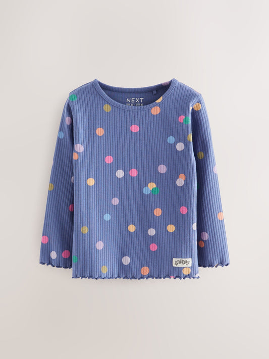 Rainbow Ribbed Long Sleeve Tops 5 Pack (3mths-7yrs) image 3