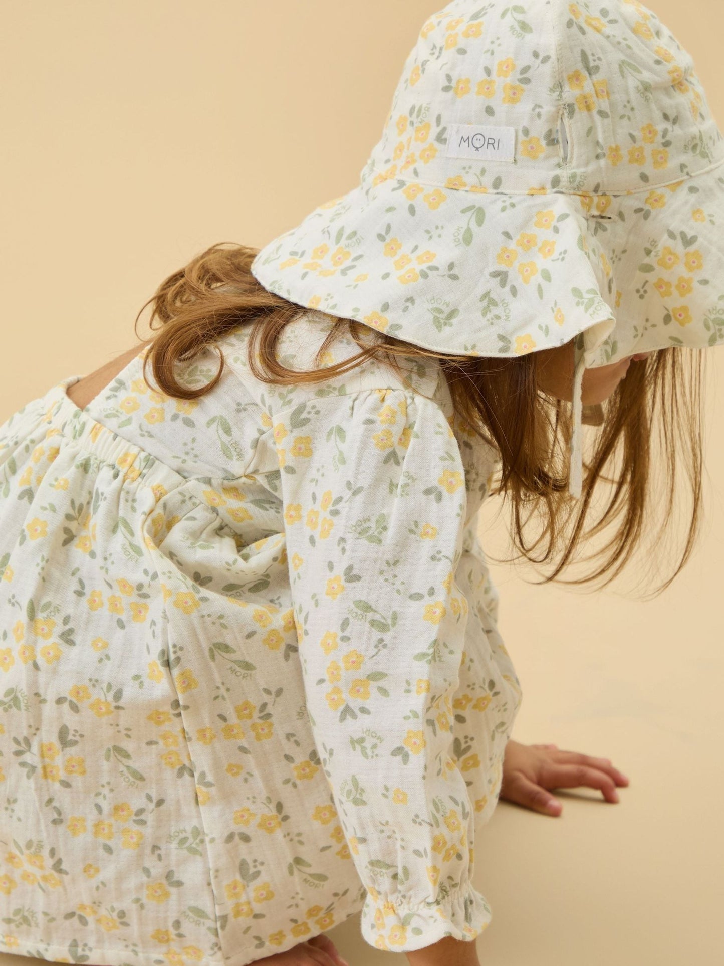 MORI Cream Floral Muslin Reversible Floppy Hat image 4