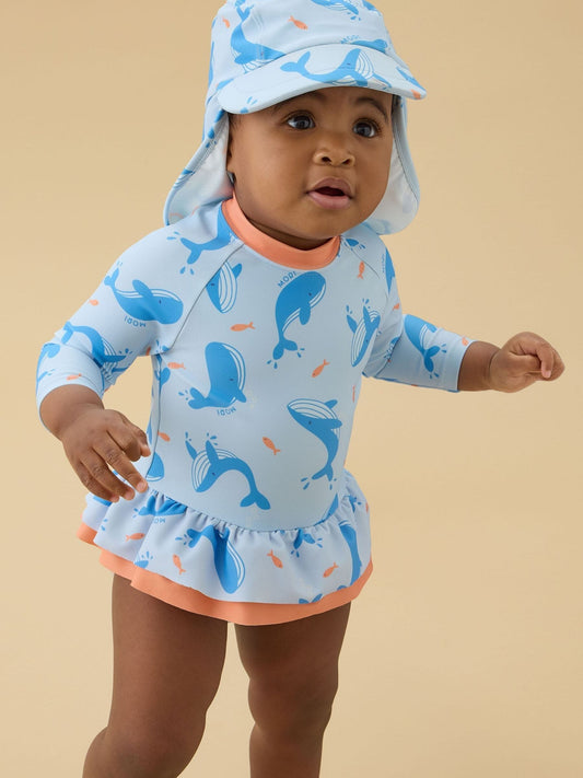 Dsiney Kidz - MORI Blue Whale Frill Long Sleeve Swimsuit image 2