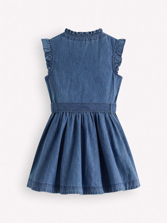 Dsiney Kidz - Boden Blue Ruffle Shirt Dress image 2