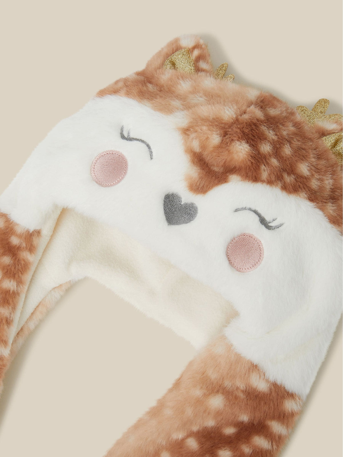 Monsoon Brown 3-In-1 Fluffy Reindeer Hat Scarf - image 2