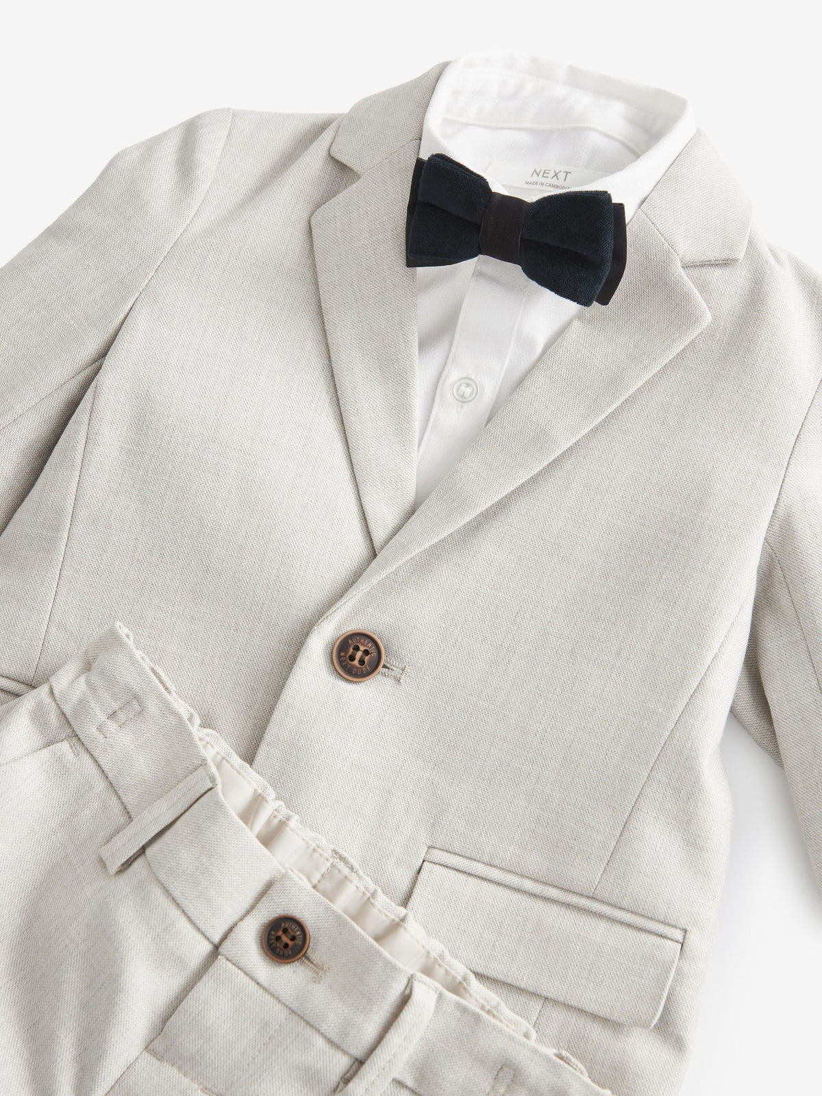 Dsiney Kidz - Neutral Blazer, Shirt & Trouser Set Blazer Shirt Trousers and Bow Tie Set (3mths-12yrs) image 8