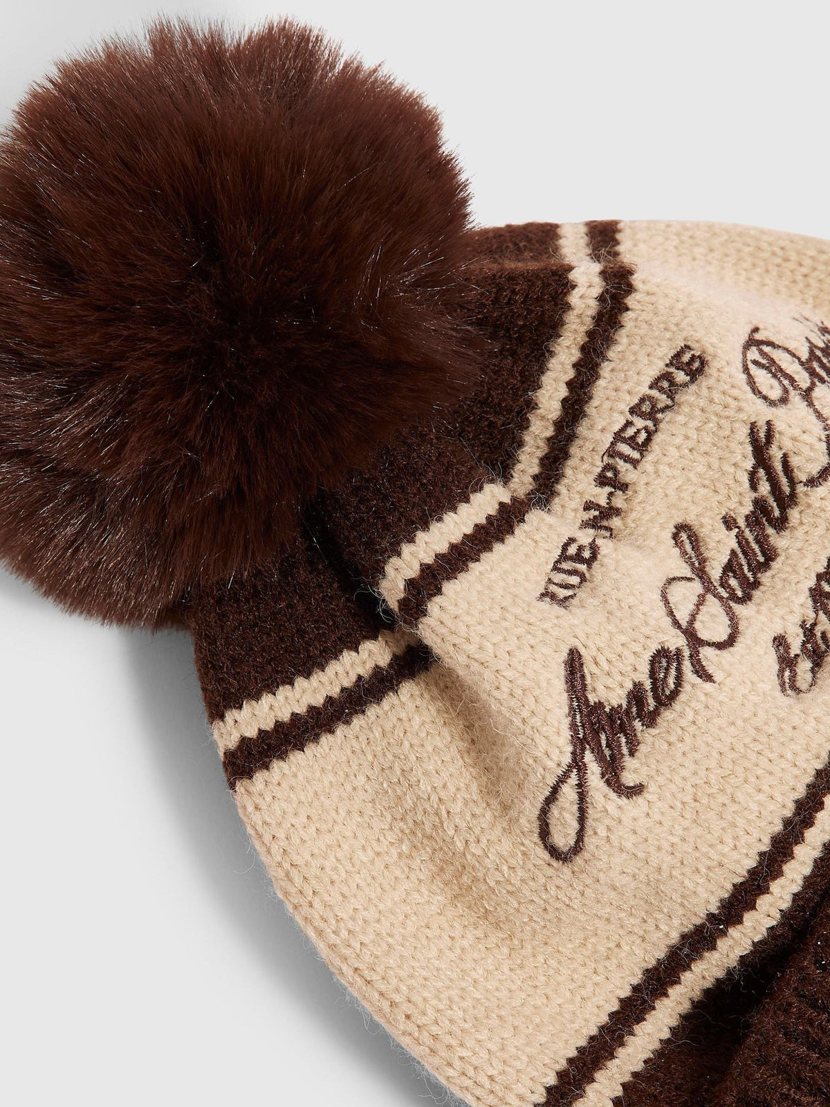 River Island Natural Colour Blocked Pom Beanie - image 2