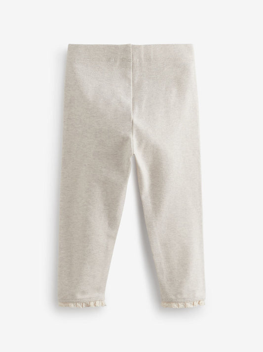 Oatmeal Cream Lace Trim Leggings (3mths-7yrs) image 2