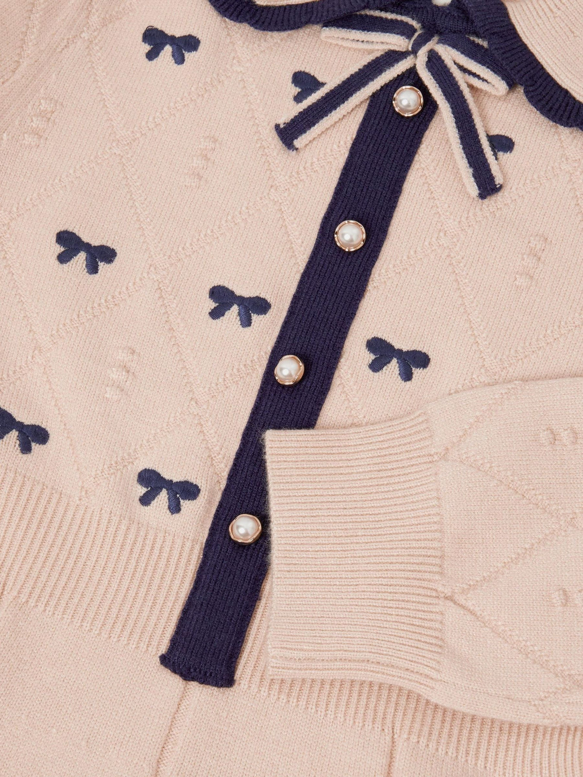 Monsoon Brown Bow Embroidered Collar Knitted Dress - image 4