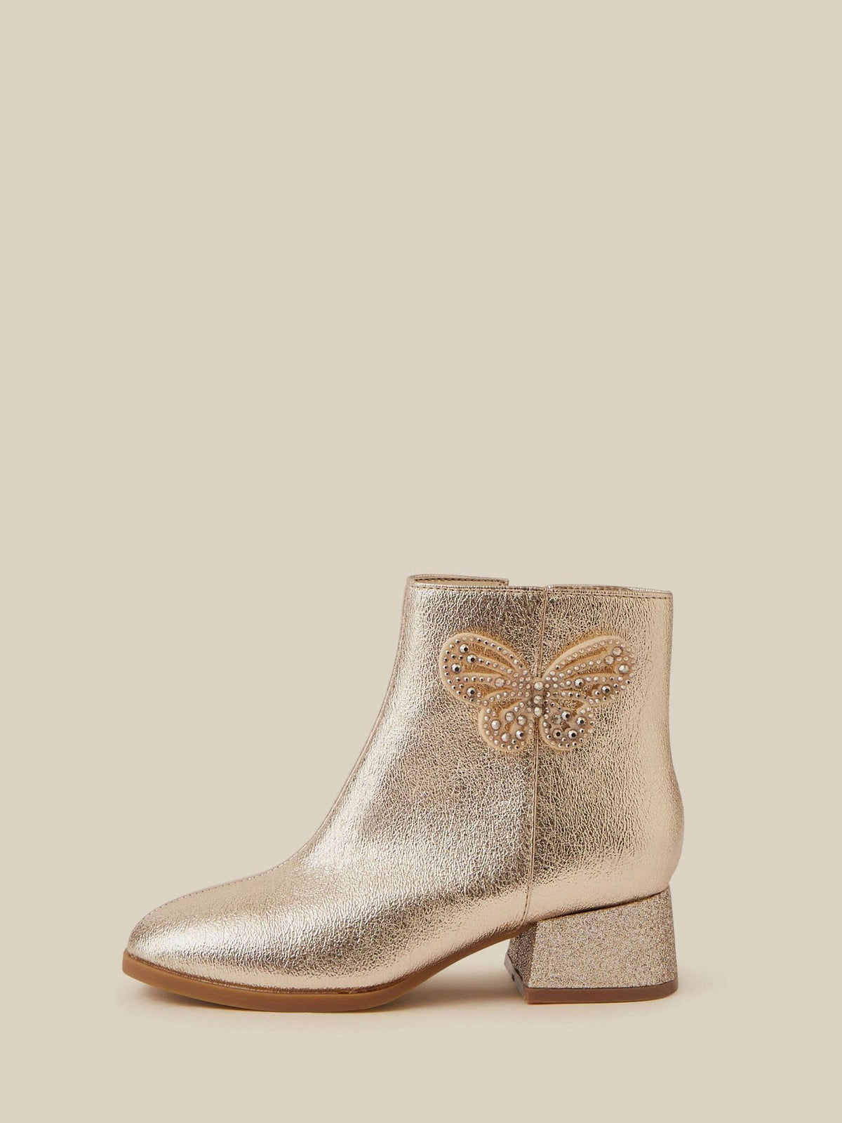 Monsoon Gold Embellished Butterfly Metallic Boots - image 2
