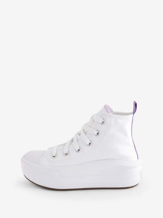 Converse White/Purple Move Platform High Top Junior Trainers image 2