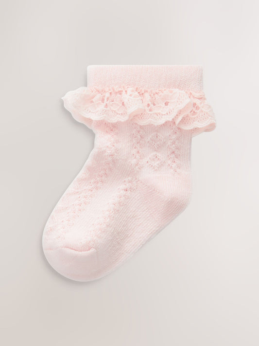 Pink Lace Baby Socks 3 Pack image 2