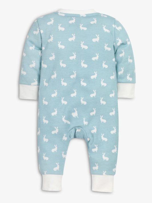 The Little Tailor Blue Front Zip Soft 100% Cotton Sleepsuit image 2