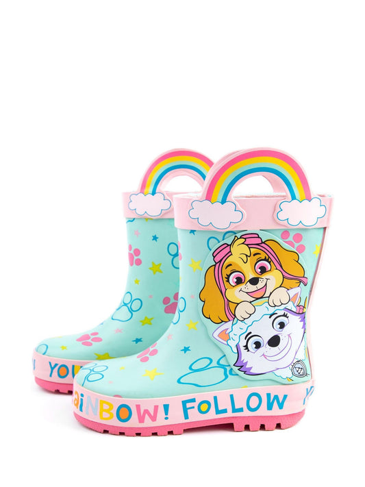 Vanilla Underground Blue Paw Patrol Girls Skye & Everest Wellington Boots with Handles image 2