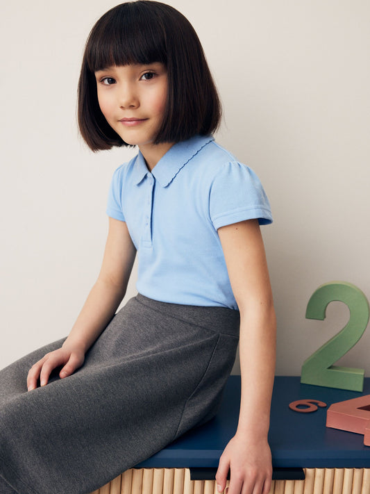 Dsiney Kidz - Blue Regular Fit Girls 2 Pack Cotton Short Sleeve Polo Shirts (3-16yrs) image 2