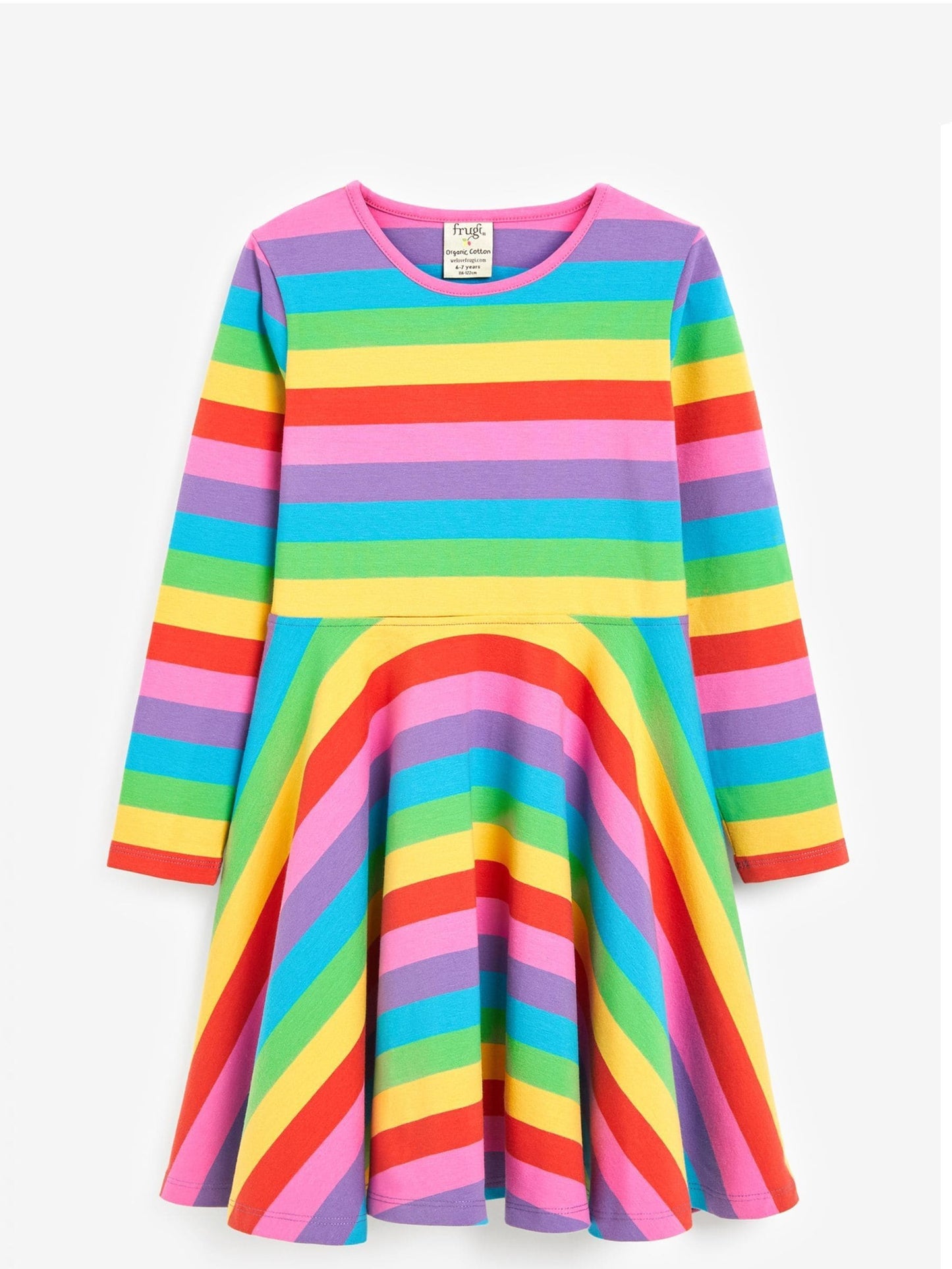 Pink Cotton Rich Rainbow Full Skirt Skater Dress image 2