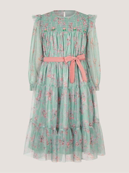 Dsiney Kidz - Monsoon Green Ditsy Floral Print Belted Dress image 2
