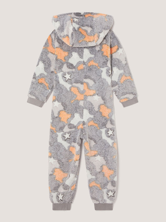 Dsiney Kidz - Monsoon Grey Glow In The Dark Camo Fleece Onesie image 2
