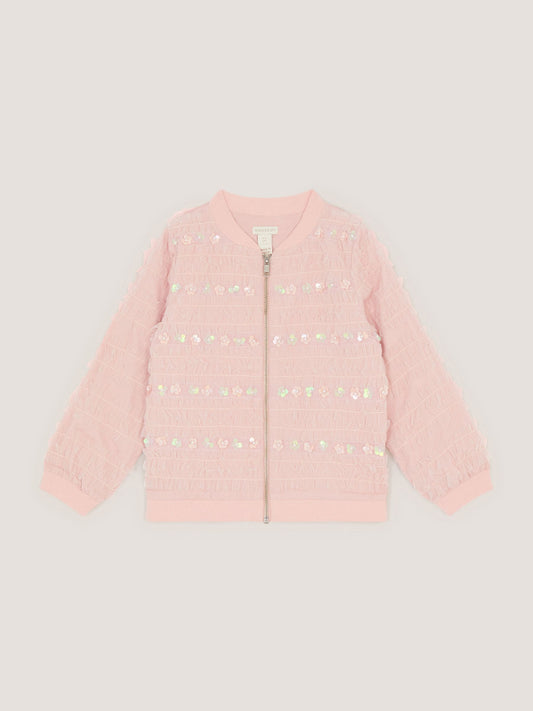 Dsiney Kidz - Monsoon Pink Carolyn Embellished Ruffle Bomber Jacket image 2