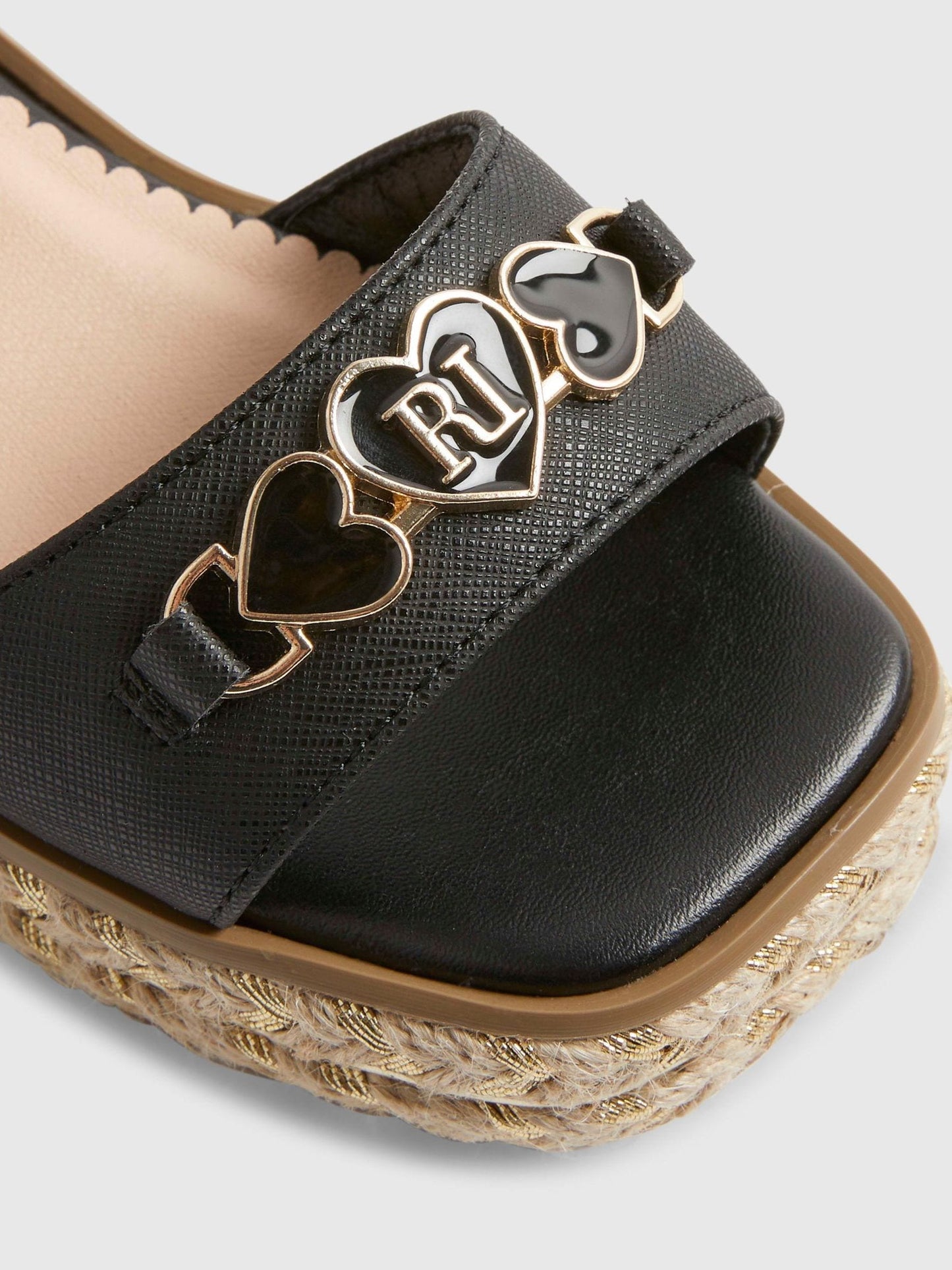 River Island Black Heart Snaffle Wedge Sandals image 5
