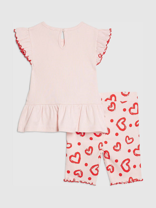Dsiney Kidz - River Island Red Peplum Bow Top & Rib Shorts Set image 2