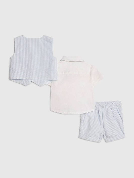 River Island Blue Shirt Waistcoat And Shorts Set image 2
