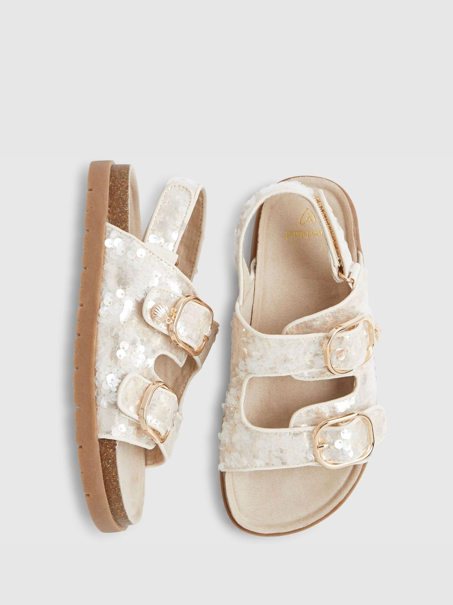 River Island Brown Sequin Footbed With Charm Sandals image 5