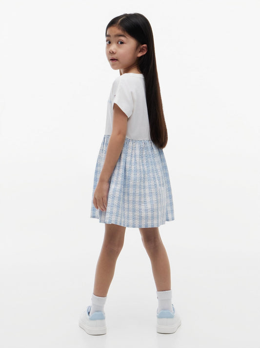 Dsiney Kidz - Tommy Hilfiger Blue Logo Embroidery Check Seersucker Dress image 2