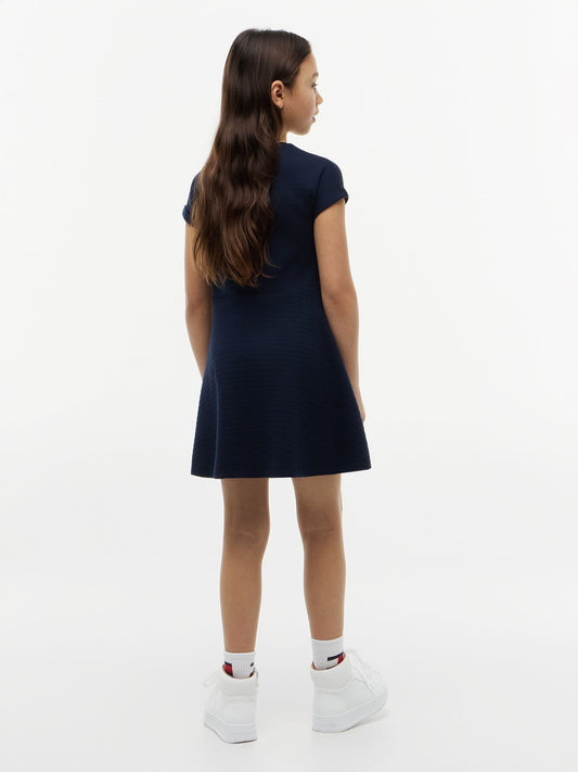 Dsiney Kidz - Tommy Hilfiger Navy Blue Tonal Flag Logo Skater Dress image 2