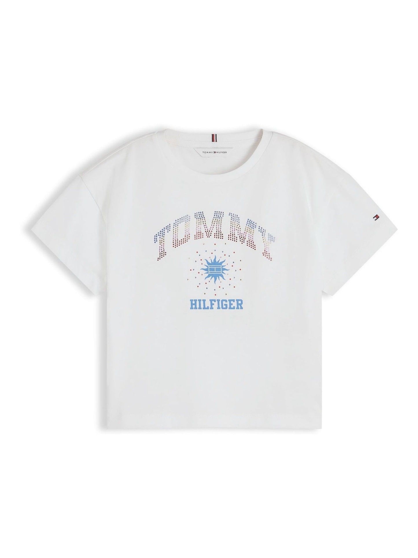 Tommy Hilfiger White Rhinestone Logo Relaxed T-Shirt image 5
