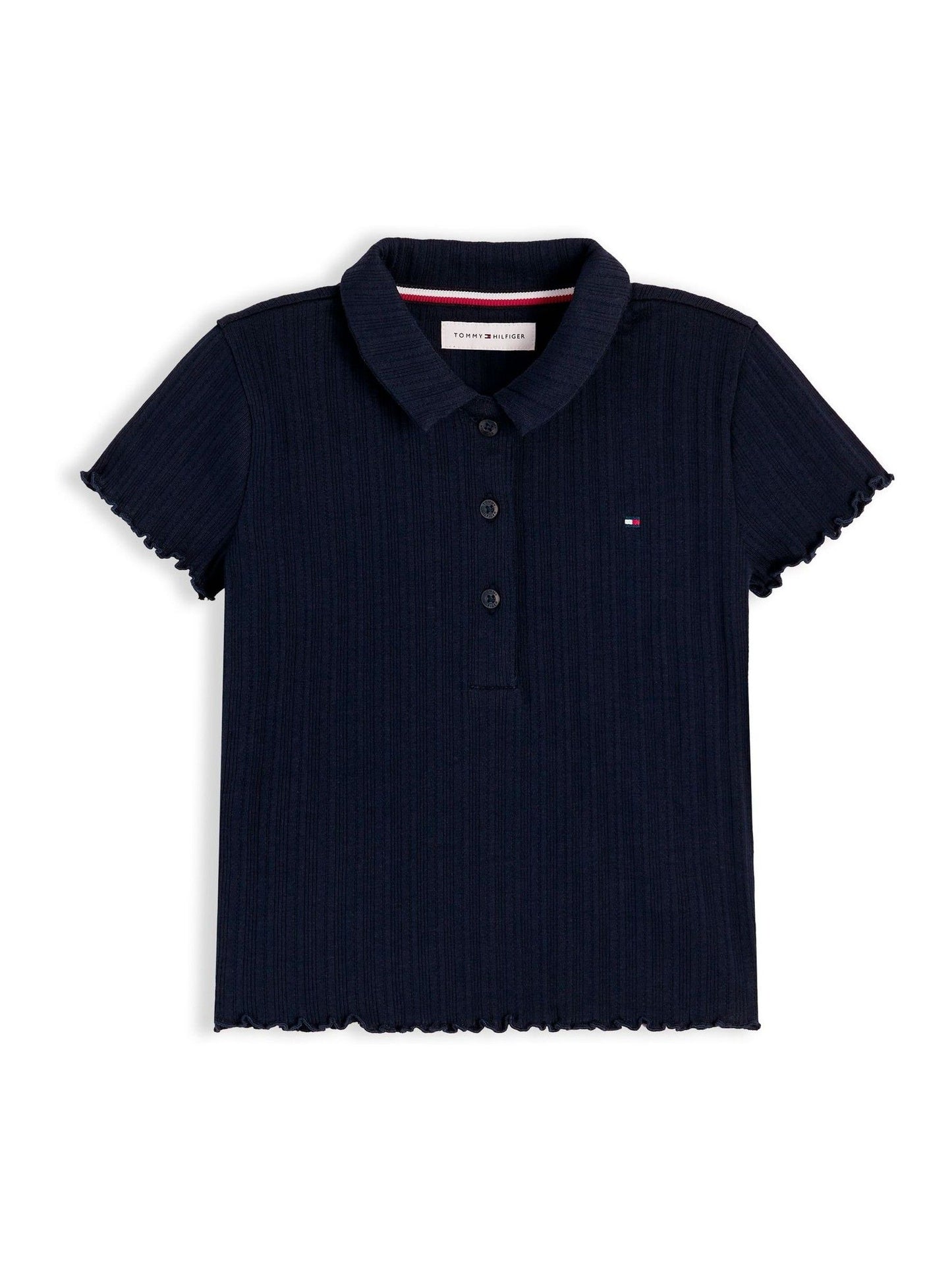 Dsiney Kidz - Tommy Hilfiger Blue Ribbed Pointelle Polo Collar Top image 4