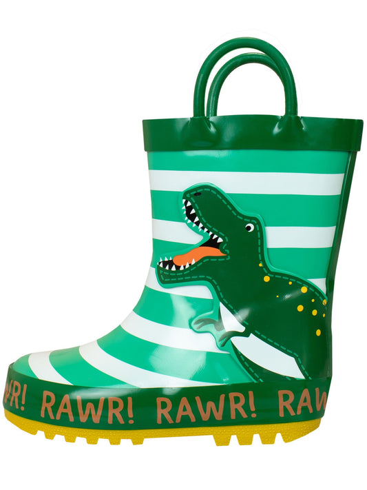 Harry Bear Green Dinosaur Printed Wellies image 2