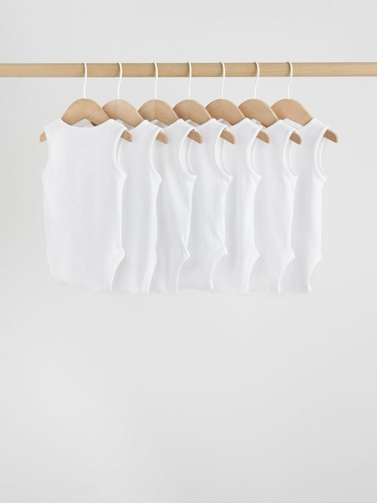 Dsiney Kidz - White 7 Pack Baby Vest Bodysuits image 2