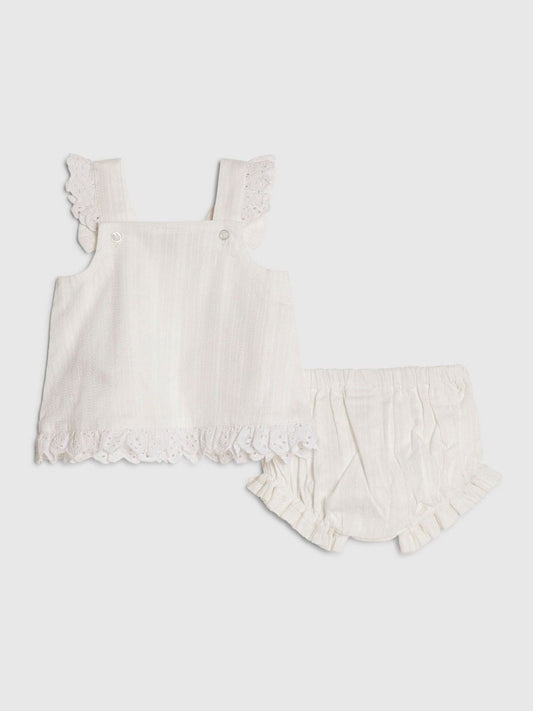 River Island White Knitted Floral Romper Set image 2
