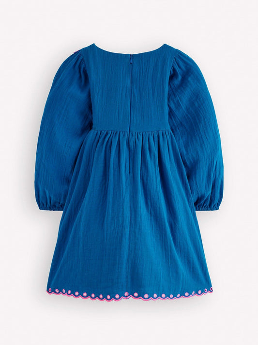 Dsiney Kidz - Boden Blue Embroidered Woven Dress image 2
