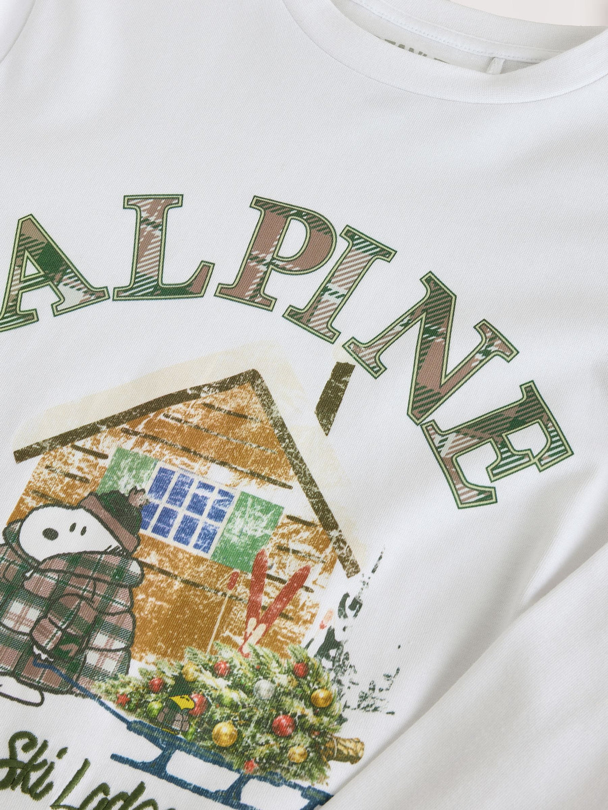 White Snoopy Heavyweight Long Sleeve Crew Neck T-Shirt - image 3