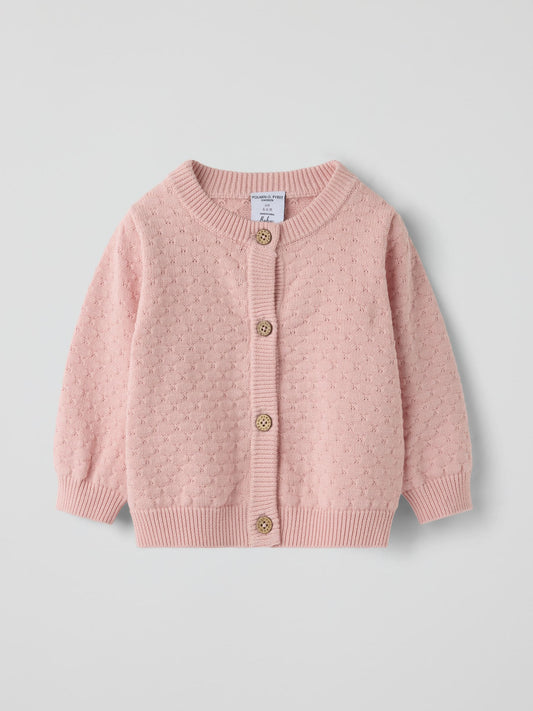 Polarn O. Pyret Pink Fine-Knit Cardigan - image 1