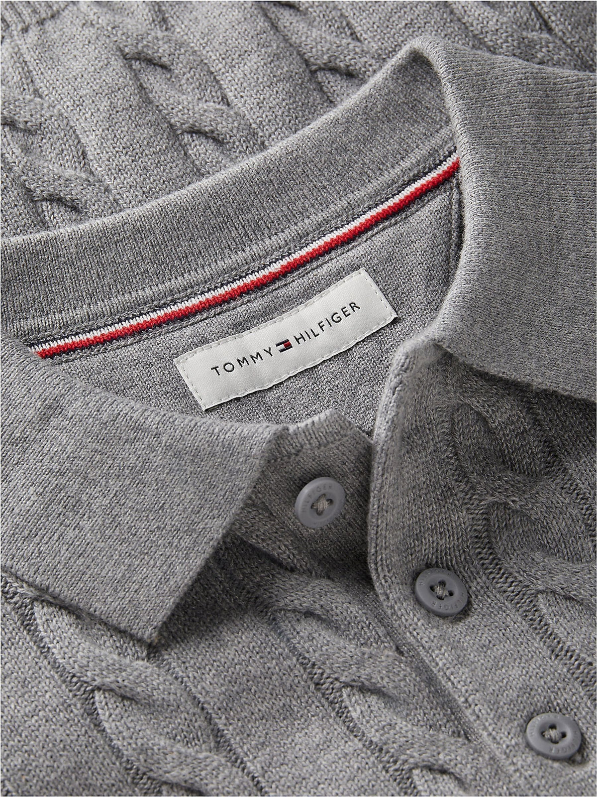 Dsiney Kidz - Tommy Hilfiger Grey Cable Knit Polo Jumper image 6