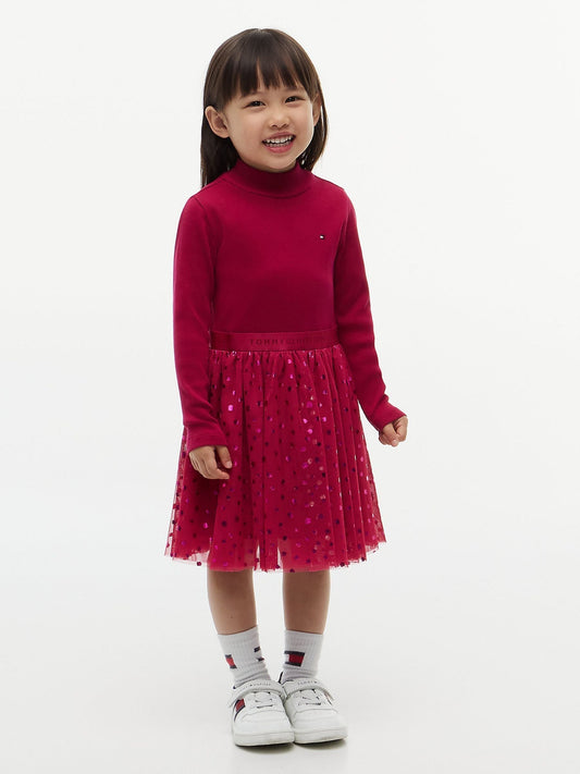 Tommy Hilfiger Red Polka Dot Tulle Fit And Flare Dress - image 1