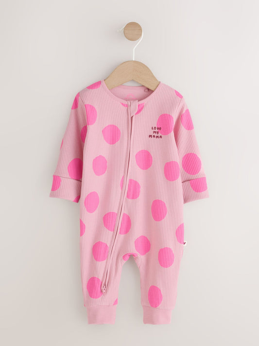Pink Love My Mama Two-Way Zip Sleepsuit (0mths-3yrs) - image 1