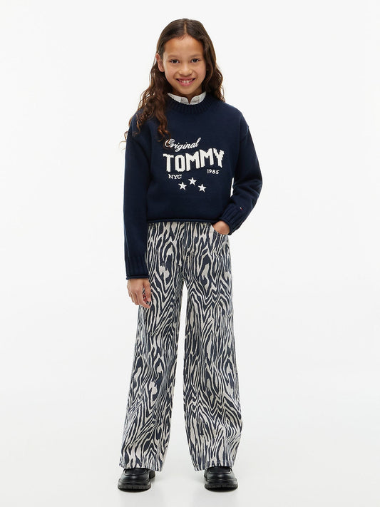 Dsiney Kidz - Tommy Hilfiger Blue Mabel Zebra High Rise Wide Leg Jeans image 2