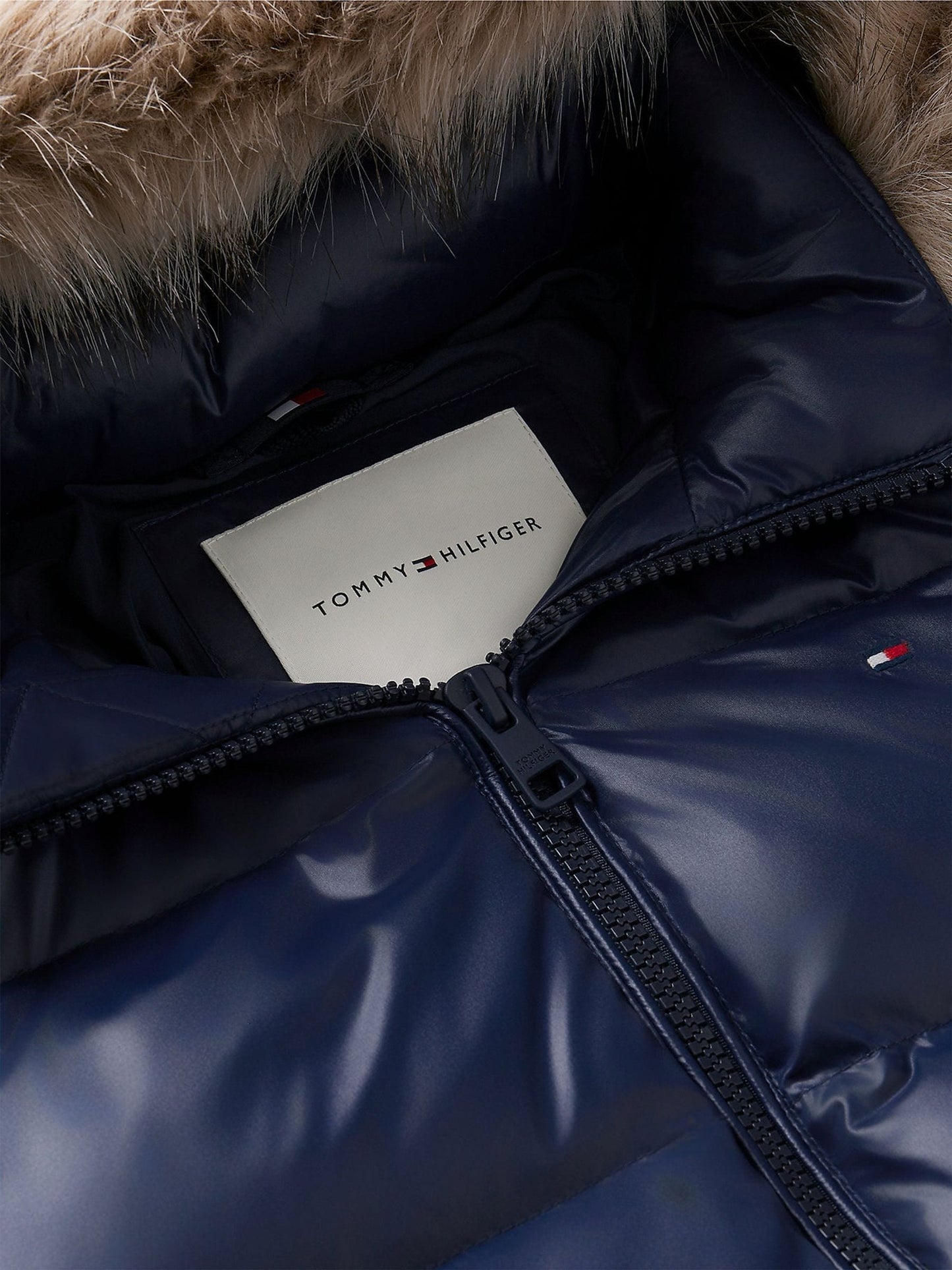 Dsiney Kidz - Tommy Hilfiger Blue Essential Faux Fur Trim Down Jacket image 7