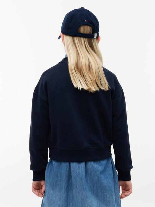 Dsiney Kidz - Tommy Hilfiger Blue Logo Terry Relaxed Sweatshirt image 2