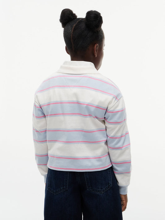 Dsiney Kidz - Tommy Hilfiger Blue Relaxed Fit Stripe Long Sleeve Polo Shirt image 2