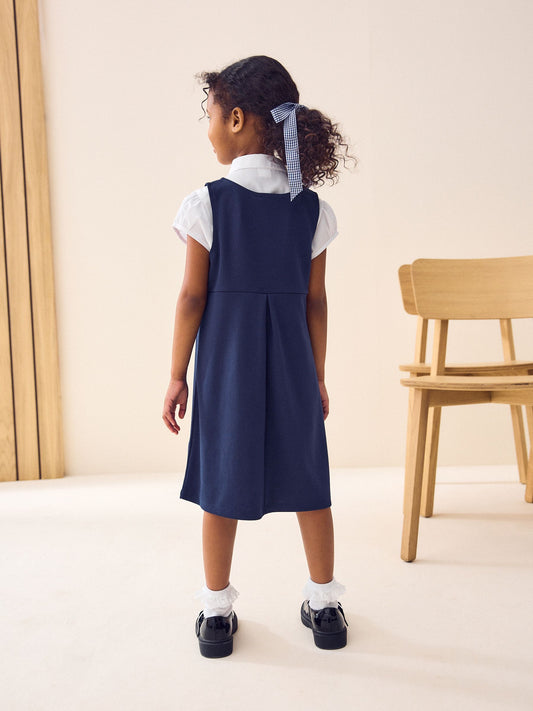 Dsiney Kidz - Navy Jersey Stretch Bow School Pinafore (3-14yrs) image 2