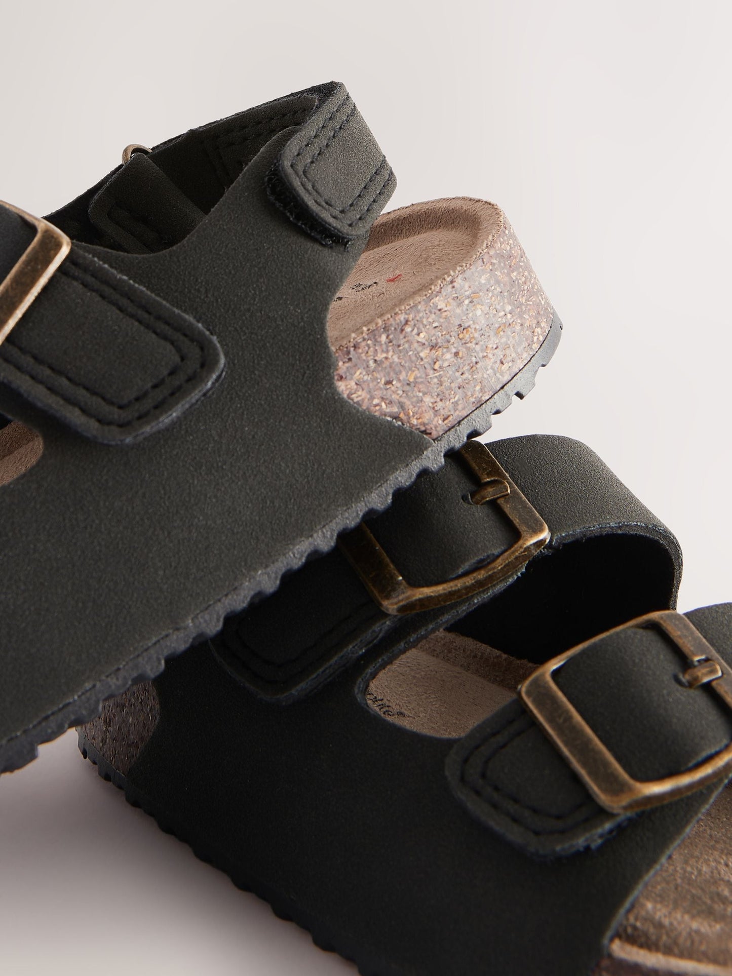 Black Wide Fit (G) Double Buckle Cushioned Footbed Sandals image 5