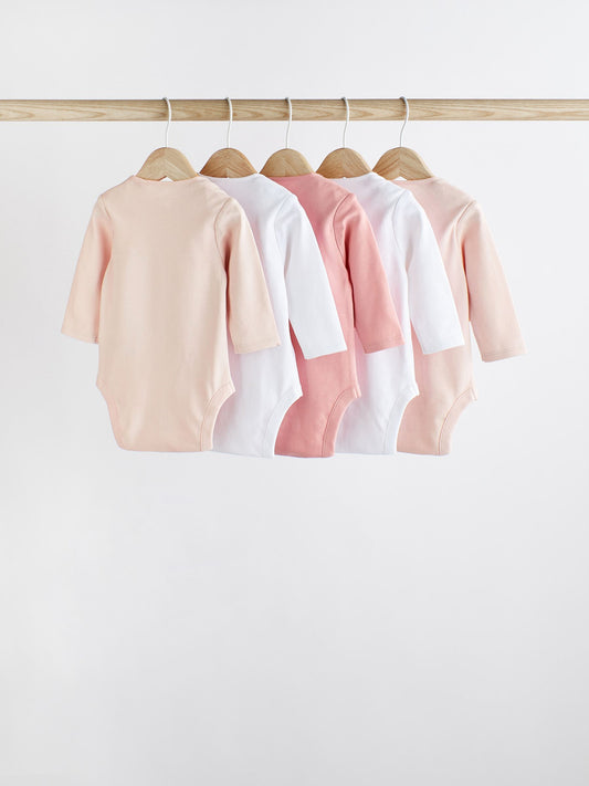 Dsiney Kidz - Pink/White 5 Pack Essential Long Sleeve Baby Bodysuits image 2