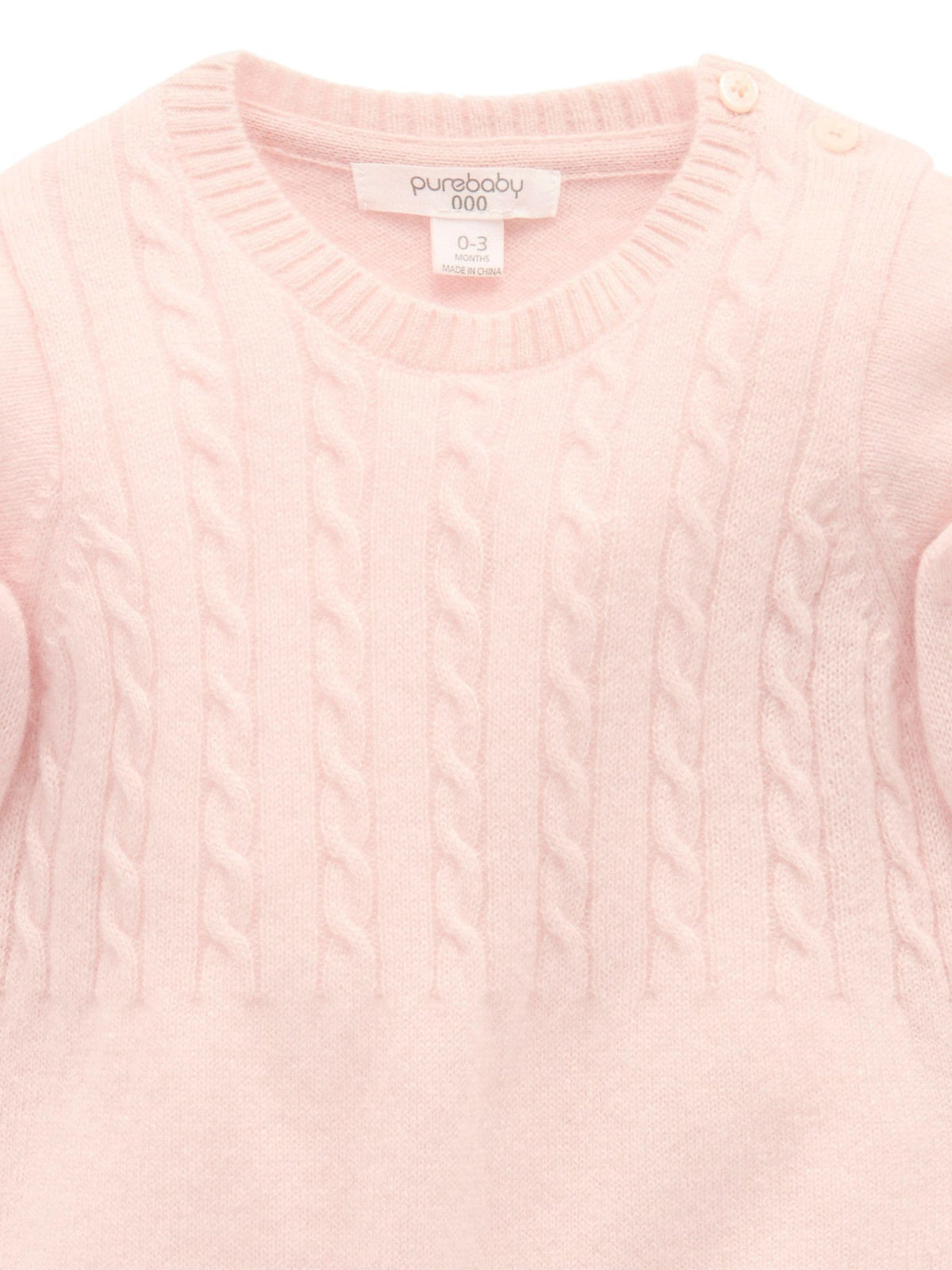 Purebaby Pink Cashmere Cable Stitch Footless Sleepsuit - image 6